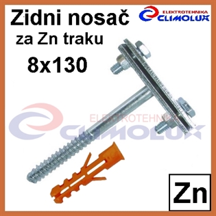 Wandhalter für verzinkte Flachbänder 8x130 mit Dübel